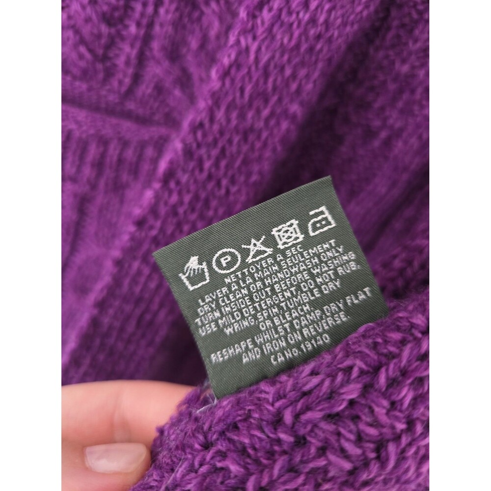 Aran Sweater Market Women's Merino Wool Cardigan Size M Purple Color - Picture 7 of 9